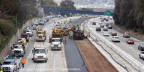 Caltrans uses heavy equipment to repave lanes 1 and 2 of northbound US-101 in San Francisco near Hospital Curve on Saturday, September 19, 2026.