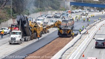 Caltrans uses heavy equipment to repave lanes 1 and 2 of northbound US-101 in San Francisco near Hospital Curve on Saturday, September 19, 2026.