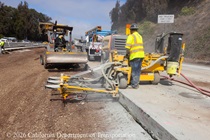 Caltrans uses heavy equipment to repave lanes 1 and 2 of northbound US-101 in San Francisco near Hospital Curve on Saturday, September 19, 2026.