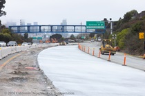 New concrete on northbound US-101 near the exit for Vermont Street in San Francisco on Sunday, September 20, 2026. Southbound US-101 remains open to traffic.