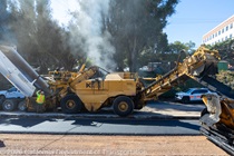 Caltrans uses heavy equipment as part of the roadway rehabilitation project on southbound US-101 near Hospital Curve on Saturday, October 17, 2026.