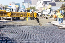 Concrete is poured during the roadway rehabilitation project on southbound US-101 near Hospital Curve on Saturday, October 17, 2026.