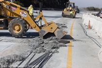 Caltrans uses heavy equipment as part of the roadway rehabilitation project on southbound US-101 near Hospital Curve on Sunday, October 18, 2026.