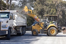 Caltrans uses heavy equipment as part of the roadway rehabilitation project on southbound US-101 near Hospital Curve on Sunday, October 18, 2026.