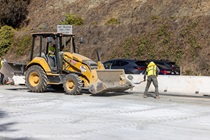 Work continues on the roadway rehabilitation project on southbound US-101 near Hospital Curve on Sunday, October 18, 2026.