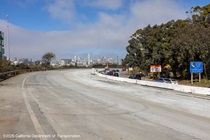 New concrete installed for two lanes of southbound US-101 near Hospital Curve on Sunday, October 18, 2026.