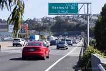 Cars traveling on U.S. 101 (Hospital Curve) where the U.S. 101 Bayshore Rehabilitation Project will take place.