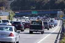 Cars traveling on U.S. 101 (Hospital Curve) where the U.S. 101 Bayshore Rehabilitation Project will take place.