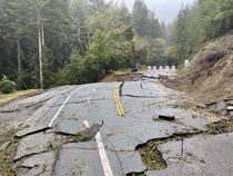 Photograph of storm damage on State Route 84 in San Mateo county. Taken on April 7, 2023.
