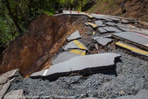 Photograph of storm damage on State Route 84 in San Mateo county. Taken on April 15, 2023.