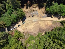 Photograph of slide damage repair project work zone on State Route 84 in San Mateo County. Picture taken on May 16, 2023.