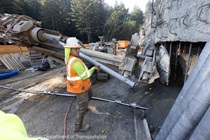 SR-84 storm damage repair of landslide (slipout) at PM 17.9 near Woodside, tieback drilling for soil nail wall (lower wall)