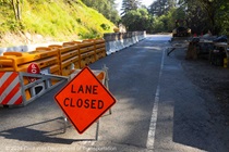 One lane of State Route 84 in San Mateo remains closed as Caltrans performs repair work.