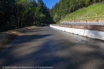 New roadway surface has been put down on State Route 84 in San Mateo County as part of the repair work.