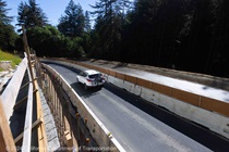A car uses the open lane on State Route 84 in San Mateo County.