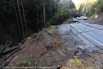 Photograph of storm damage on State Route 84 in San Mateo county. Taken March 26, 2023.
