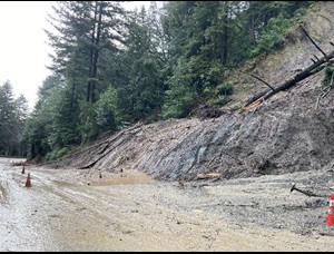 A mudslide on State Route 9 in Santa Clara County near Saratoga.