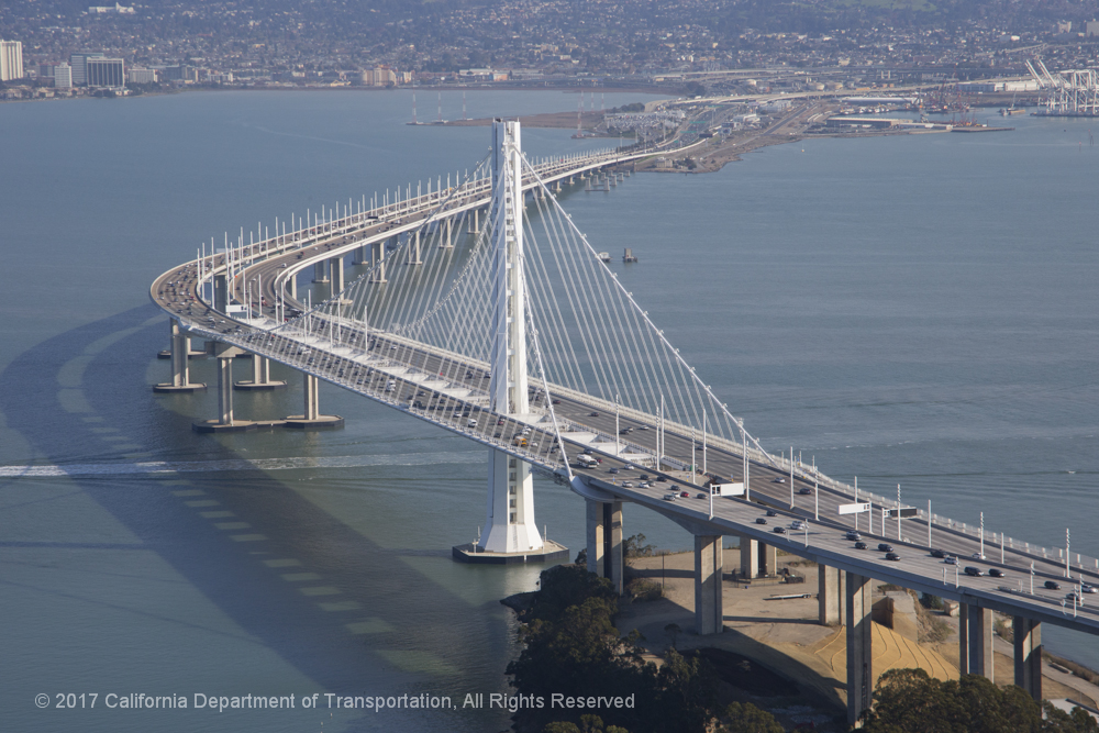 Aerial view of the Eastern span of the San Francisco Oakland Bay Bridge