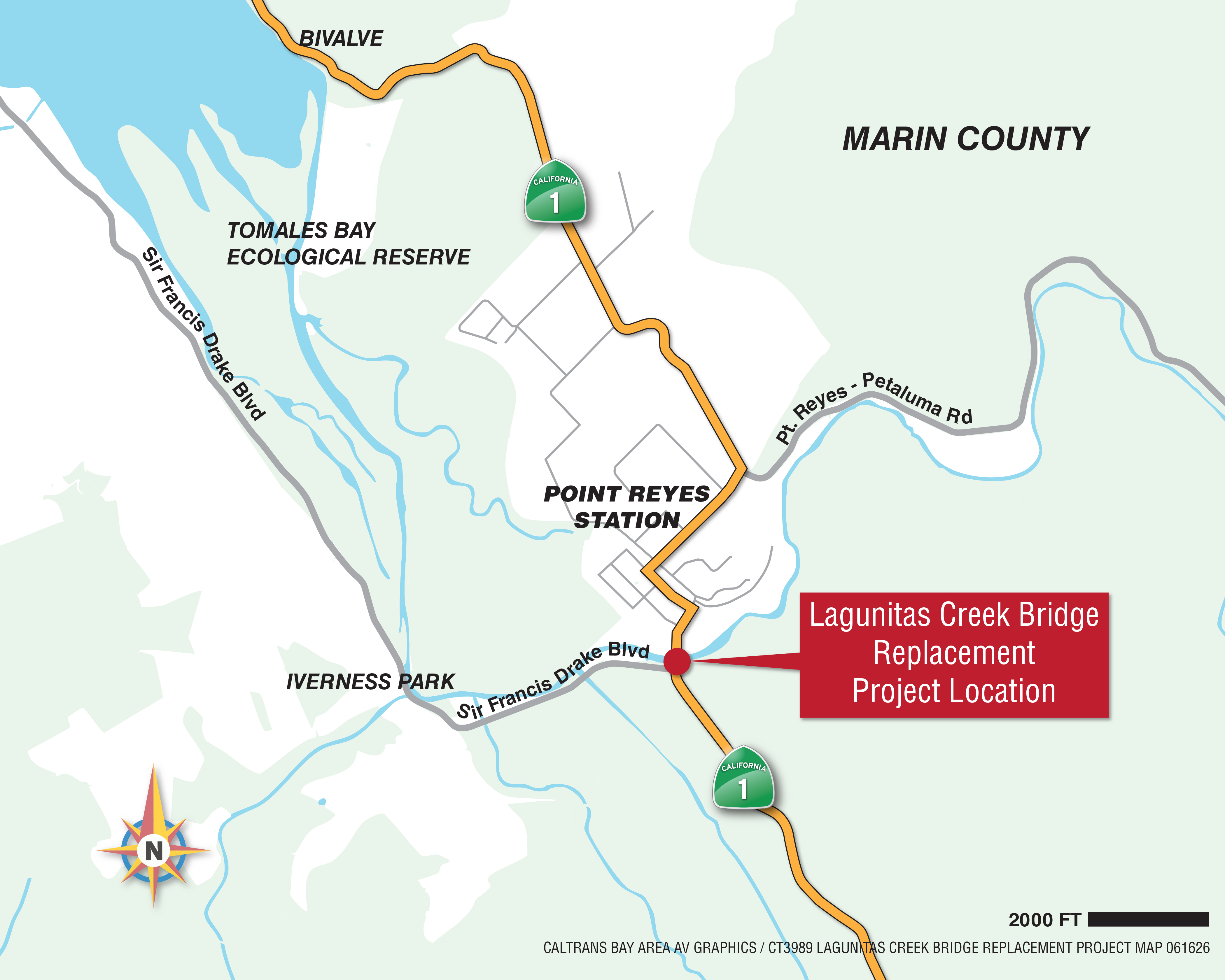 Lagunitas Creek Bridge Project Map Location