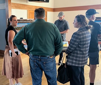 The public attends Caltrans Informational Session for Lagunitas Creek Bridge Replacement Project on July 10, 2024.