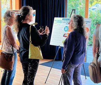 The public attends Caltrans Informational Session for Lagunitas Creek Bridge Replacement Project on July 10, 2024.