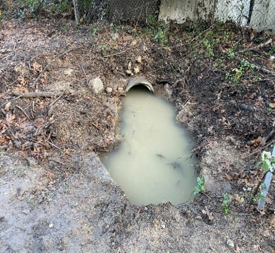 Photograph of a damaged culvert near Calistoga, California.