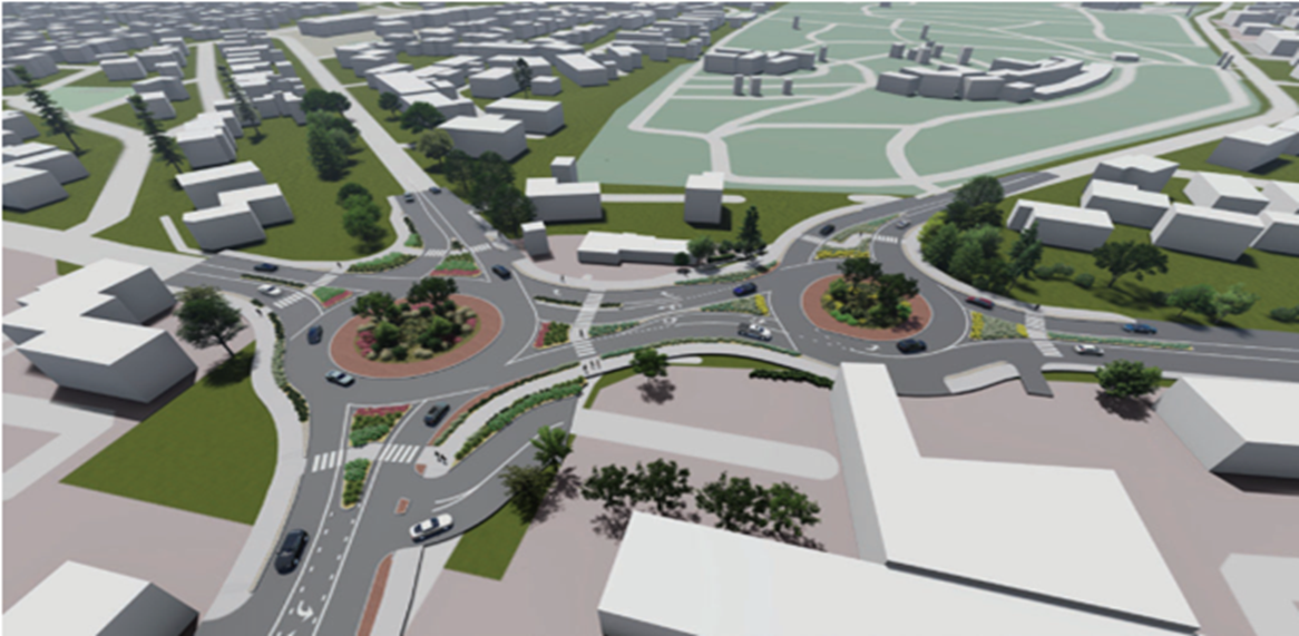 Rendering of the completed State Route 121 Five Way Intersection Improvements Project.