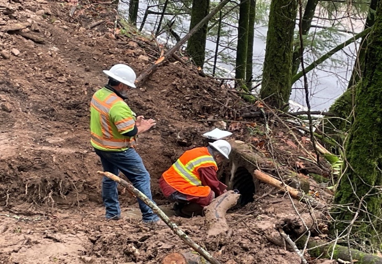 Caltrans crew on State Route 29, where Caltrans will work on drainage system replacement and safety fencing.