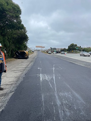 Finished repaving  of wear and tear of the Bayshore on ramp to Northbound 101