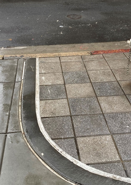 Crosswalk with safety improvements on Taylor Street San Francisco where the Safer Taylor Street Project was completed.