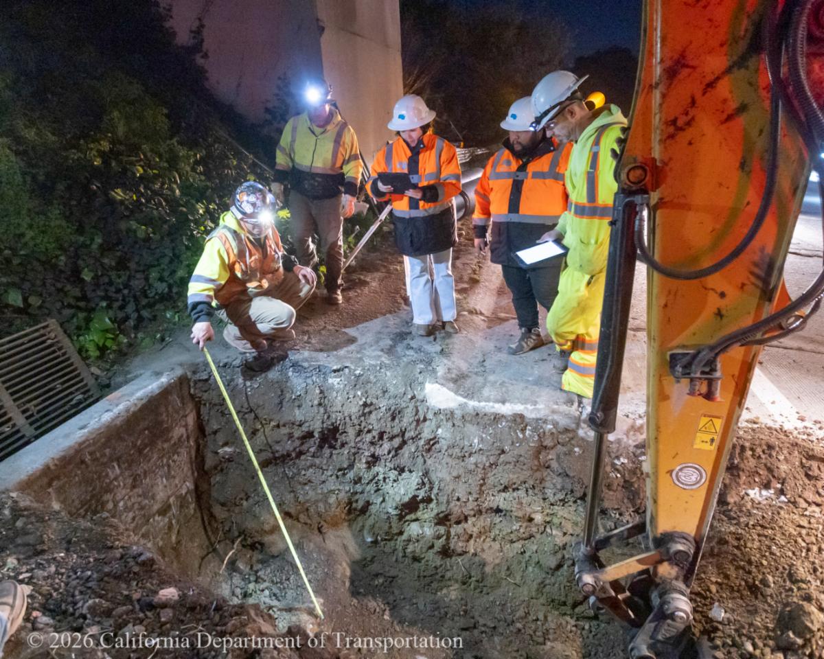 Caltrans working on draining upgrades as par of the U.S. 101 (Hospital Curve) Rehabilitation Project.