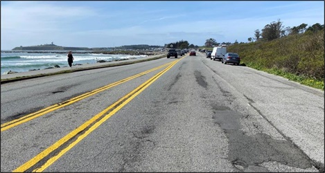 Photograph showing shows the existing condition of State Route 1 near Surfers Beach.