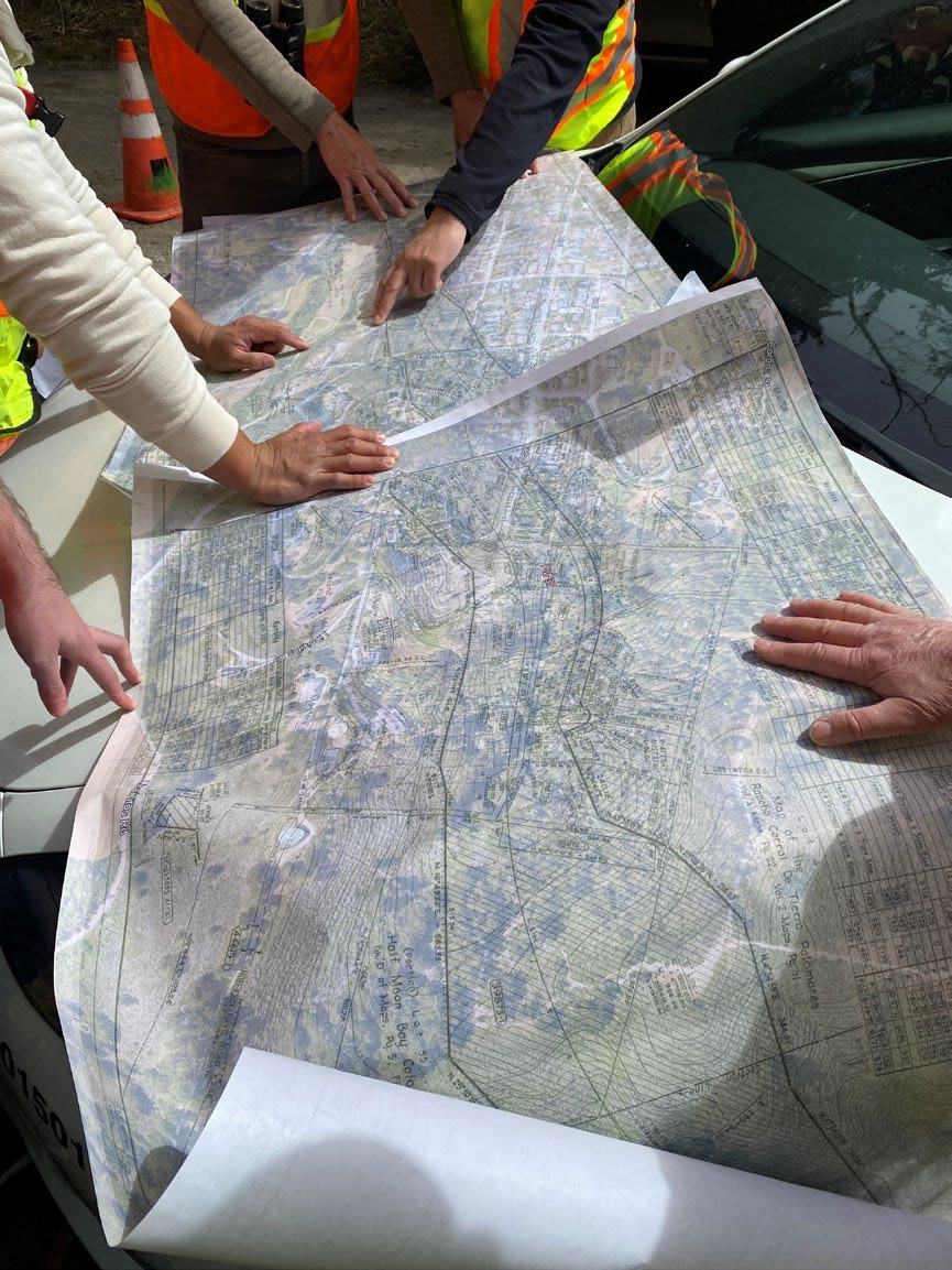 A Caltrans team working on a safety project in the field.