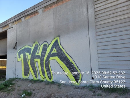 Graffiti on a wall near Santee Drive in San Jose, California. Picture taken on January 16, 2025.
