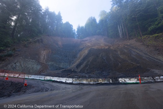 Slide damage along State Route 9 near Saratoga.