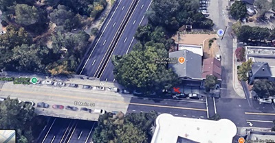 Main Street crosses over State Route 17 in Los Gatos, Santa Clara County.