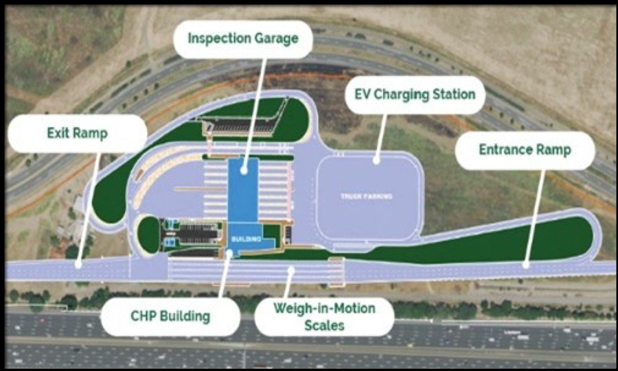 Diagram of the layout of the new truck scales on westbound I-80.