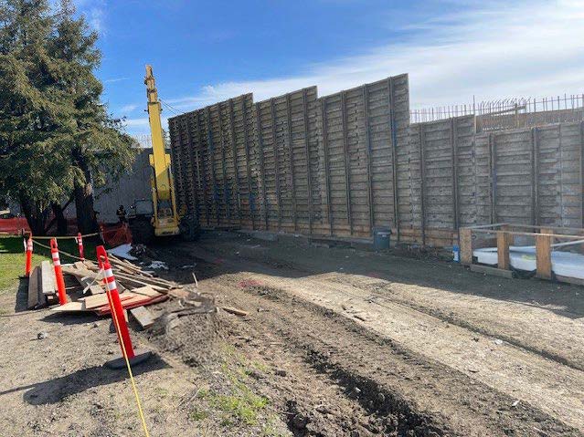 Retaining wall on west side adjacent to the Santa Rosa DMV for the Hearn Avenue Overcrossing project in Santa Rosa.