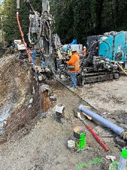 Caltrans crew working on Route 116 Emergency Slide Repair Project west of Guerneville.