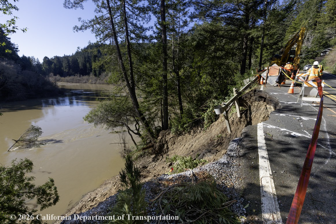 Caltrans working on fixing the slide at West Mont Rio.