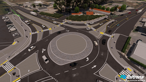 Rendering of how the roundabout at the intersection of State Route 116 and State Route 121 would look.