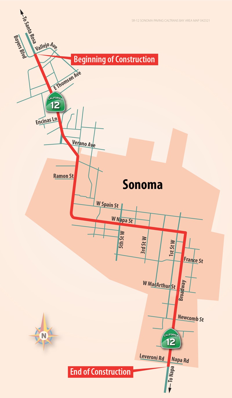 Map of Sonoma Paving Project 