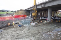 Construction as part of the Marin Sonoma Narrows Project. Photograph taken November 2021.
