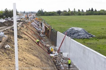 Construction as part of the Marin Sonoma Narrows Project. Photograph taken April 2022