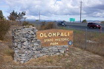 Sign for Olompali State Historic Park, the site for the Marin Sonoma Narrows Project ribbon cutting ceremony on October 3, 2025.