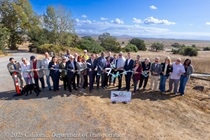 A group representing the project partners cut the ribbon as part of the Marin Sonoma Narrows ribbon cutting ceremony on October 3, 2025.