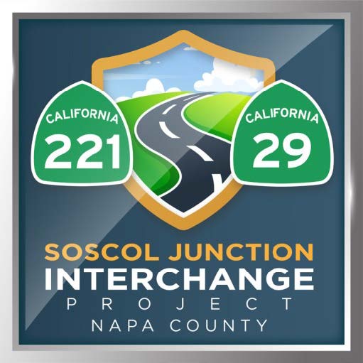 Project logo for the Soscol Junction Interchange Project on State Route 221 and State Route 29 in Napa County.