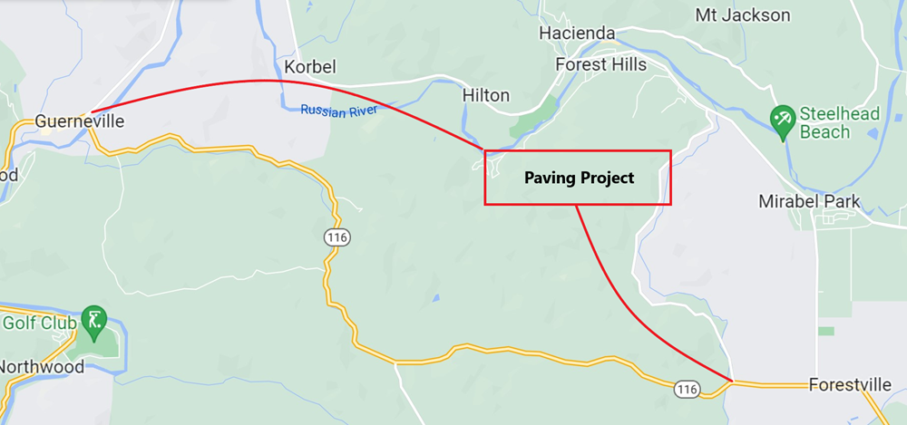 Spot Paving Route 116 Forestville to Guerneville