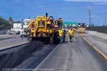 Caltrans District 4 repaves southbound State Route 87 in San Jose as part of the State Route 87 Roadway Rehabilitation Project on Saturday, October 21, 2023.