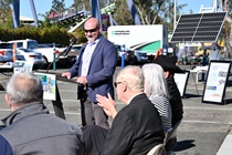 Solano Transportation Authority officials and Caltrans Public Information Officers at the State Route 37/Fairgrounds Drive Diverging Diamond Interchange Project Groundbreaking in Vallejo, Ca.